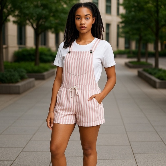 Cato Pants - ❄️ Cato Dashing Stripe Overall Shorts Rose Size Large